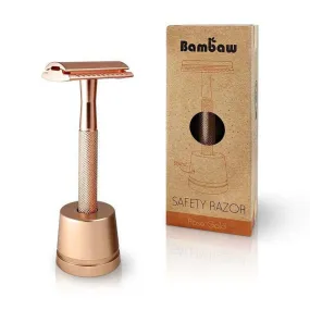 Metal Safety Razor With Stand - Rose Gold