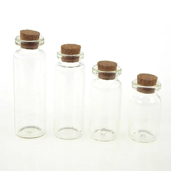 Mini Corked Jar Bottles, 4 Size, 4-Piece