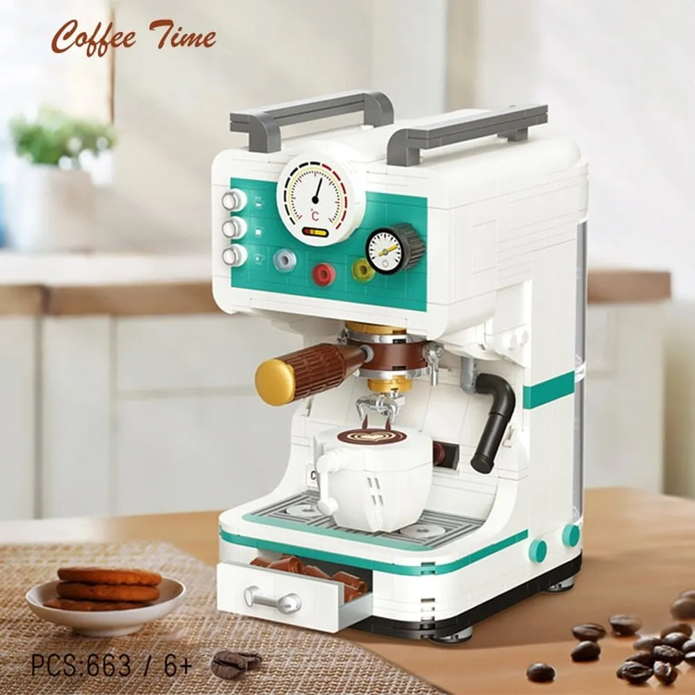 MOC NON  Mini Blocks Creative Coffee Machine Retro Modern Machine Assembly Model Bread Maker Building Blocks toys