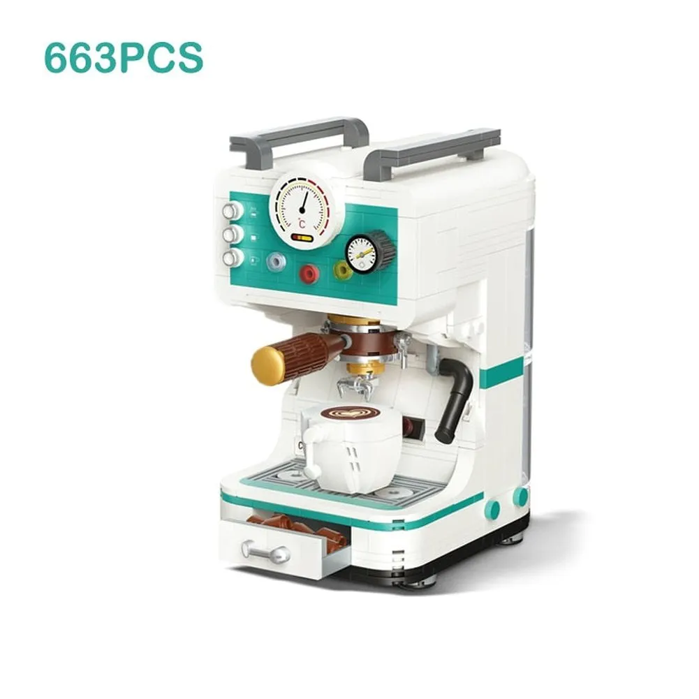 MOC NON  Mini Blocks Creative Coffee Machine Retro Modern Machine Assembly Model Bread Maker Building Blocks toys