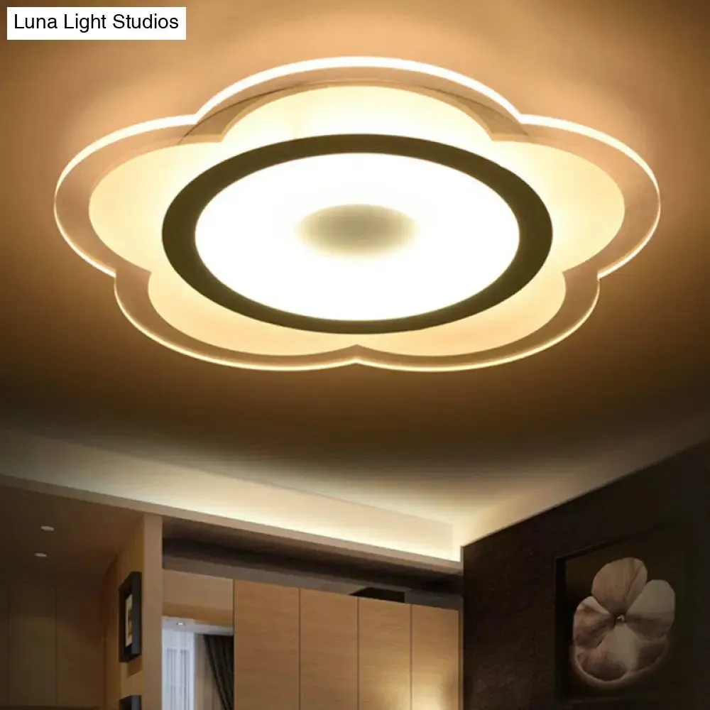 Modern Clear Acrylic Floral LED Flushmount Ceiling Light for Living Rooms