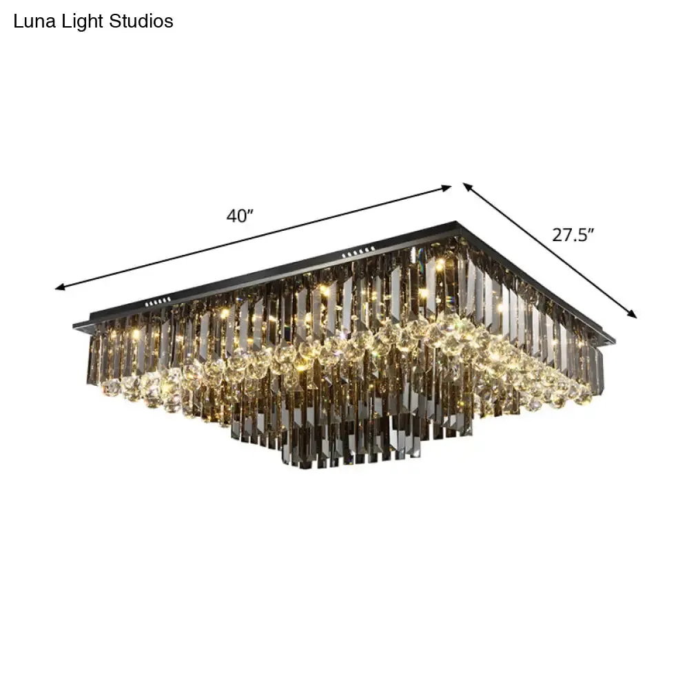 Modern Crystal Prisms Ceiling Light: Rectangular LED Flush Mount in Warm/White"