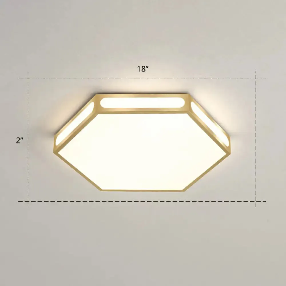 Modern Gold Hexagon LED Flush Mount Ceiling Light for Bedroom