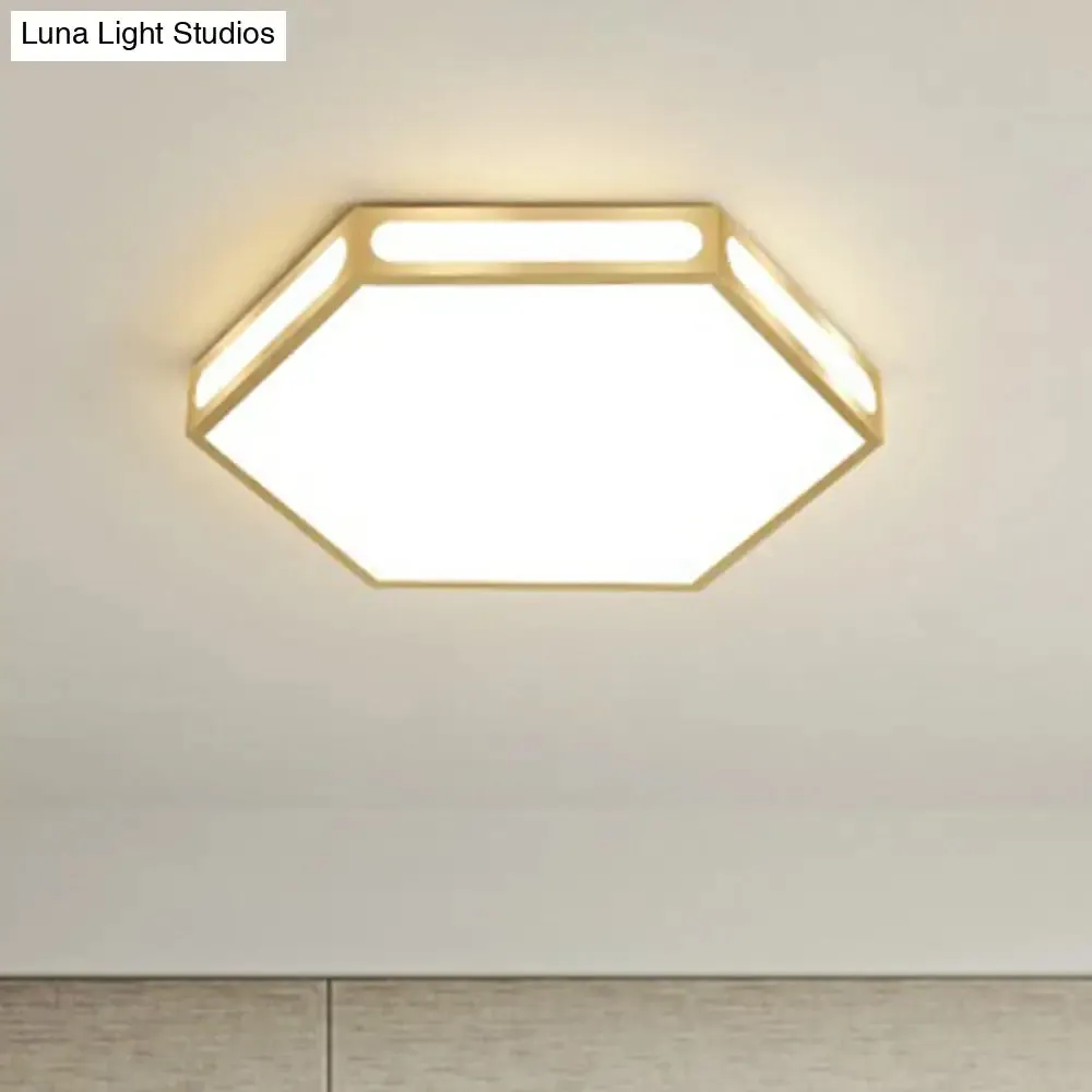 Modern Gold Hexagon LED Flush Mount Ceiling Light for Bedroom