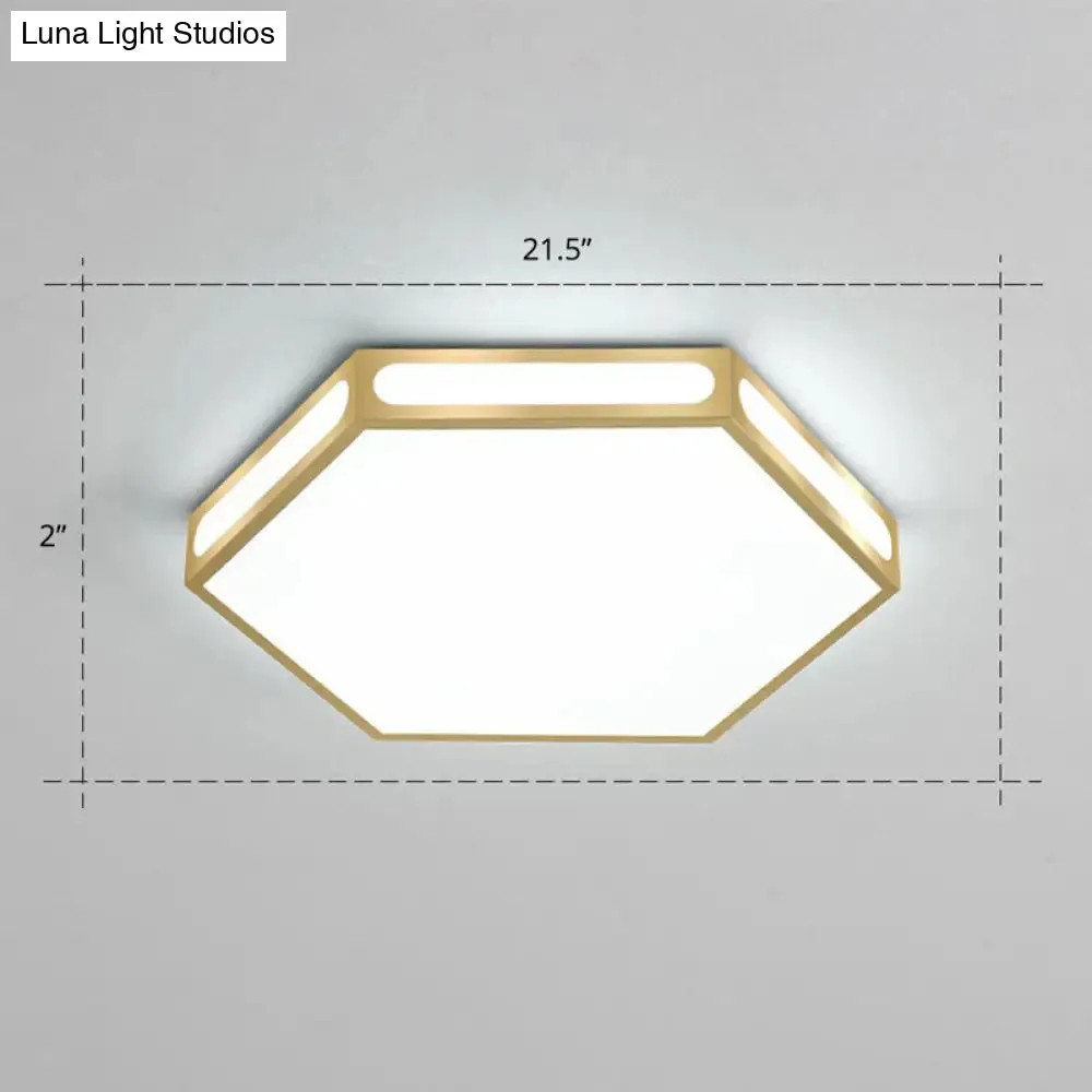 Modern Gold Hexagon LED Flush Mount Ceiling Light for Bedroom