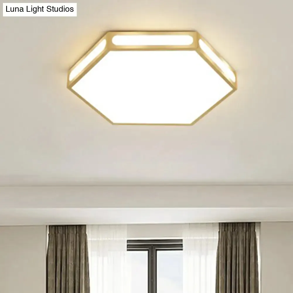 Modern Gold Hexagon LED Flush Mount Ceiling Light for Bedroom