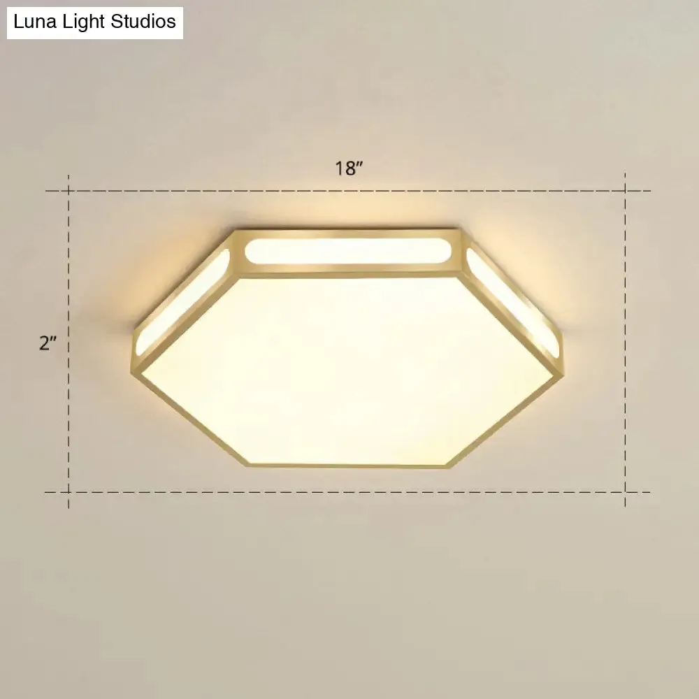 Modern Gold Hexagon LED Flush Mount Ceiling Light for Bedroom