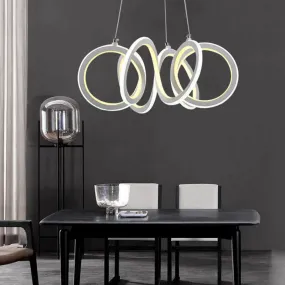 Modern LED Living Room Chandelier with Cycle Acrylic Shade - White Pendant