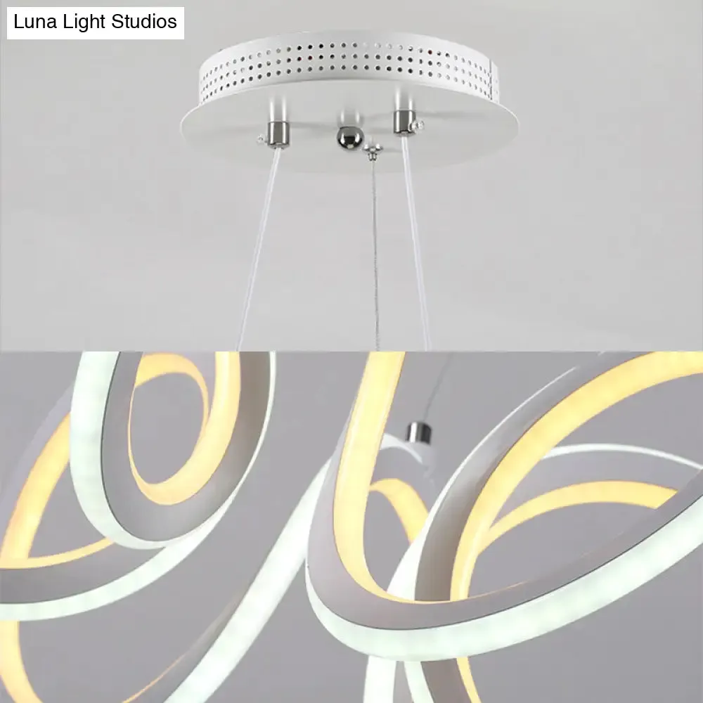 Modern LED Living Room Chandelier with Cycle Acrylic Shade - White Pendant