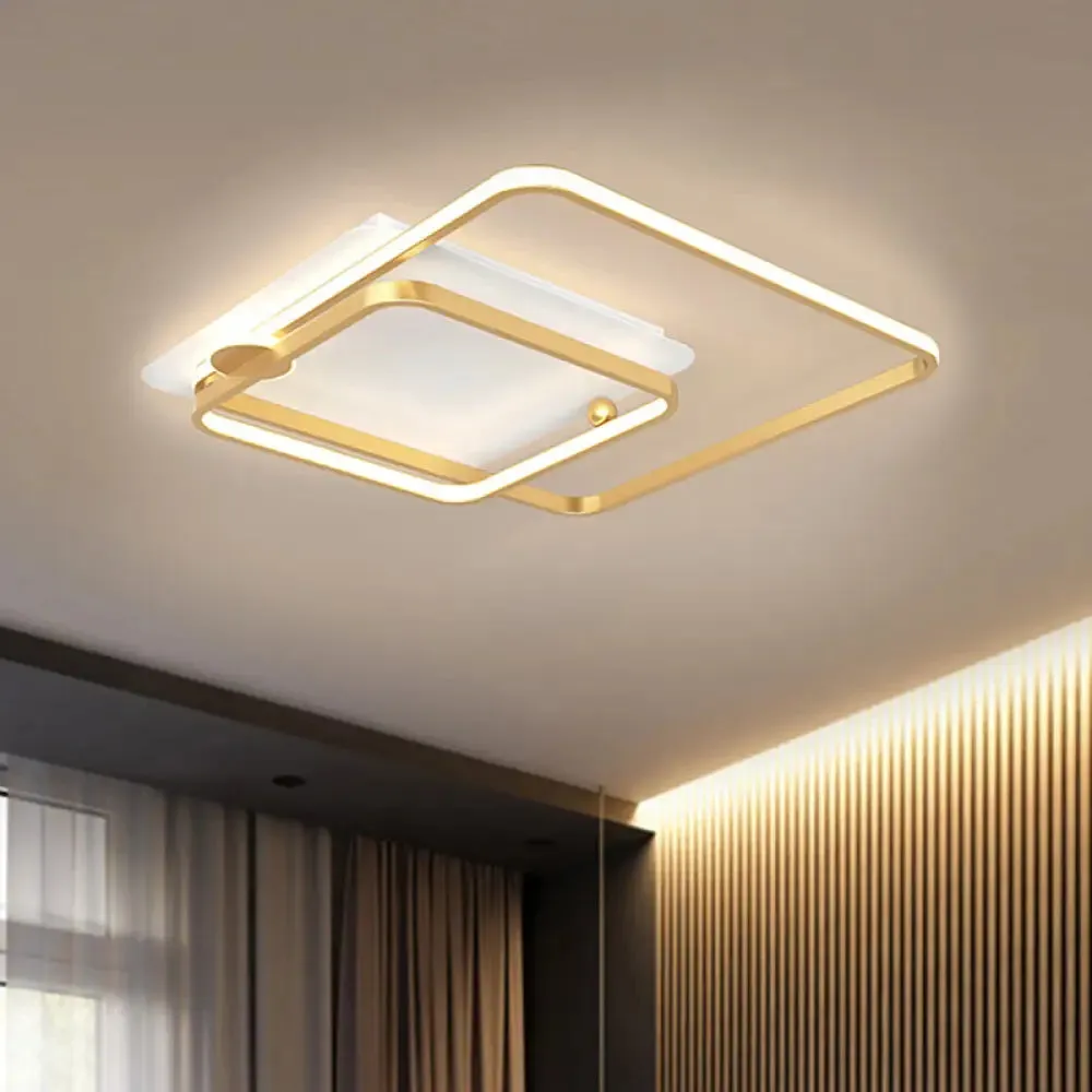 Modern Rhombus Frame LED Flush Light in Black/Gold, 18"/21.5" Sizes, Warm/White Light Option