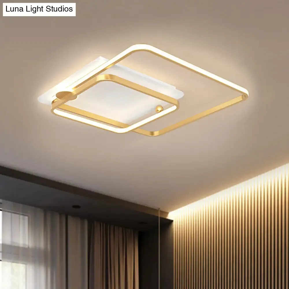 Modern Rhombus Frame LED Flush Light in Black/Gold, 18"/21.5" Sizes, Warm/White Light Option