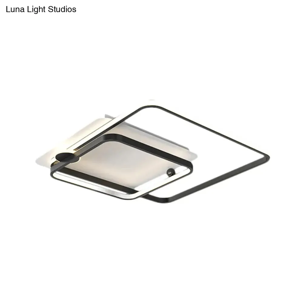 Modern Rhombus Frame LED Flush Light in Black/Gold, 18"/21.5" Sizes, Warm/White Light Option