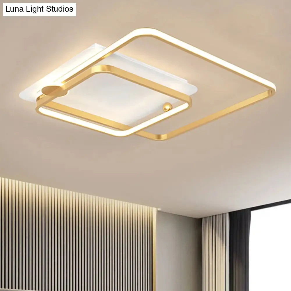 Modern Rhombus Frame LED Flush Light in Black/Gold, 18"/21.5" Sizes, Warm/White Light Option