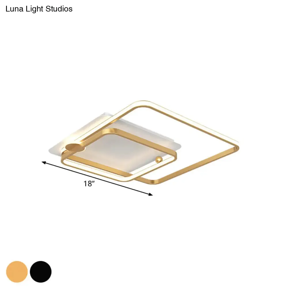 Modern Rhombus Frame LED Flush Light in Black/Gold, 18"/21.5" Sizes, Warm/White Light Option