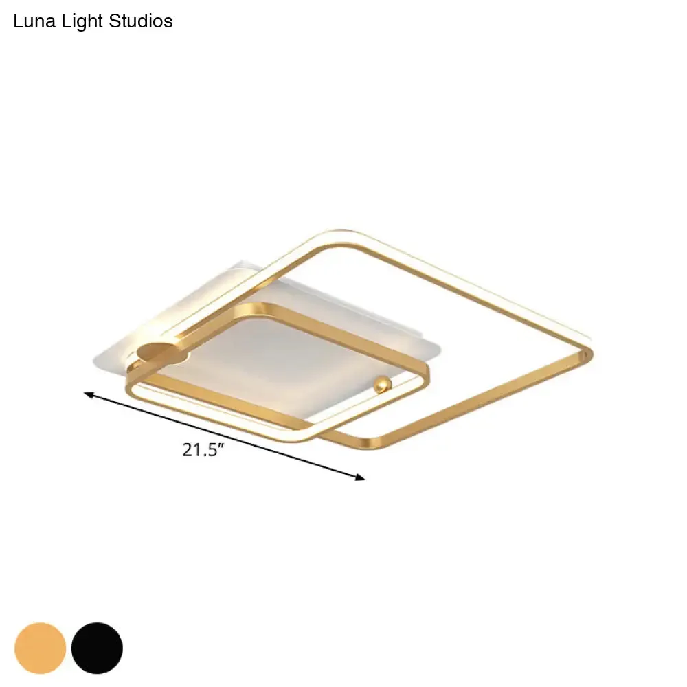 Modern Rhombus Frame LED Flush Light in Black/Gold, 18"/21.5" Sizes, Warm/White Light Option