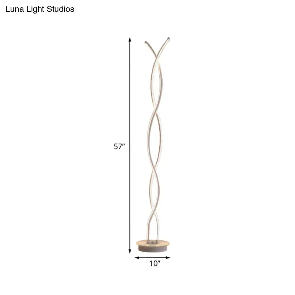 Modern Twist Reading Floor Lamp - Metallic LED Lighting for Bedroom with Stand, Warm/White Light