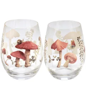 Mushrooms Stemless Wine Glass