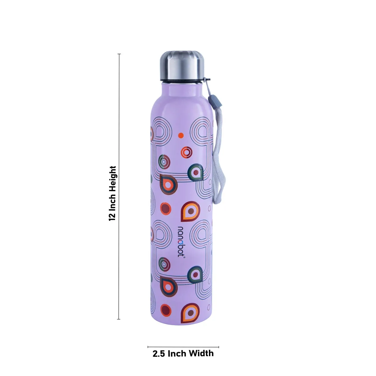 Nanobot Sleek Water Bottle - 715 ml | Akua Colour Water Bottle/ 12 x 2.5 Inches/ Stainless Steel Water Container for Home