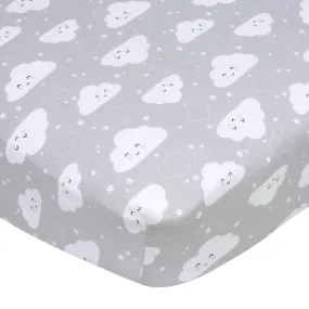 Neutral Clouds Fitted Crib Sheet