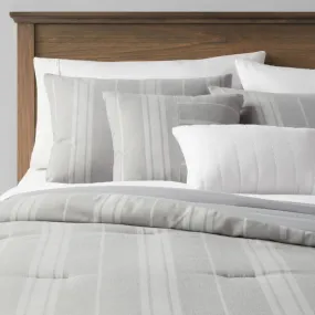 New - 4pc Twin/Twin Extra Long Reversible Heathered Herringbone Stripe Comforter Set