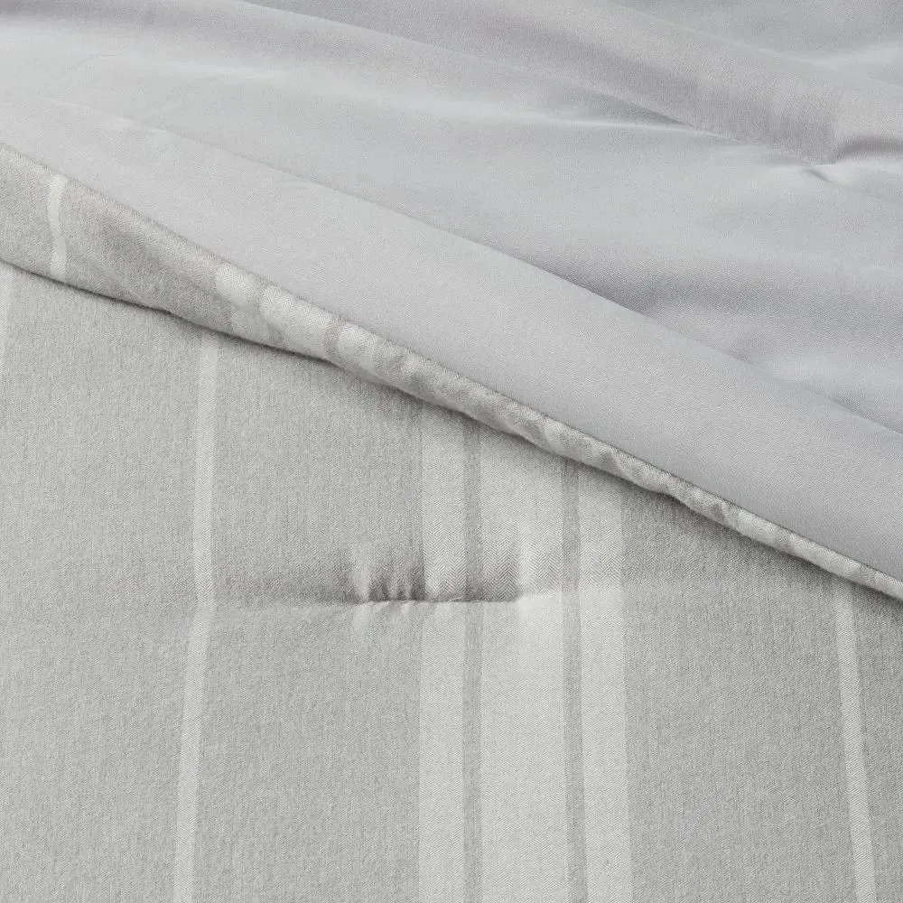 New - 4pc Twin/Twin Extra Long Reversible Heathered Herringbone Stripe Comforter Set