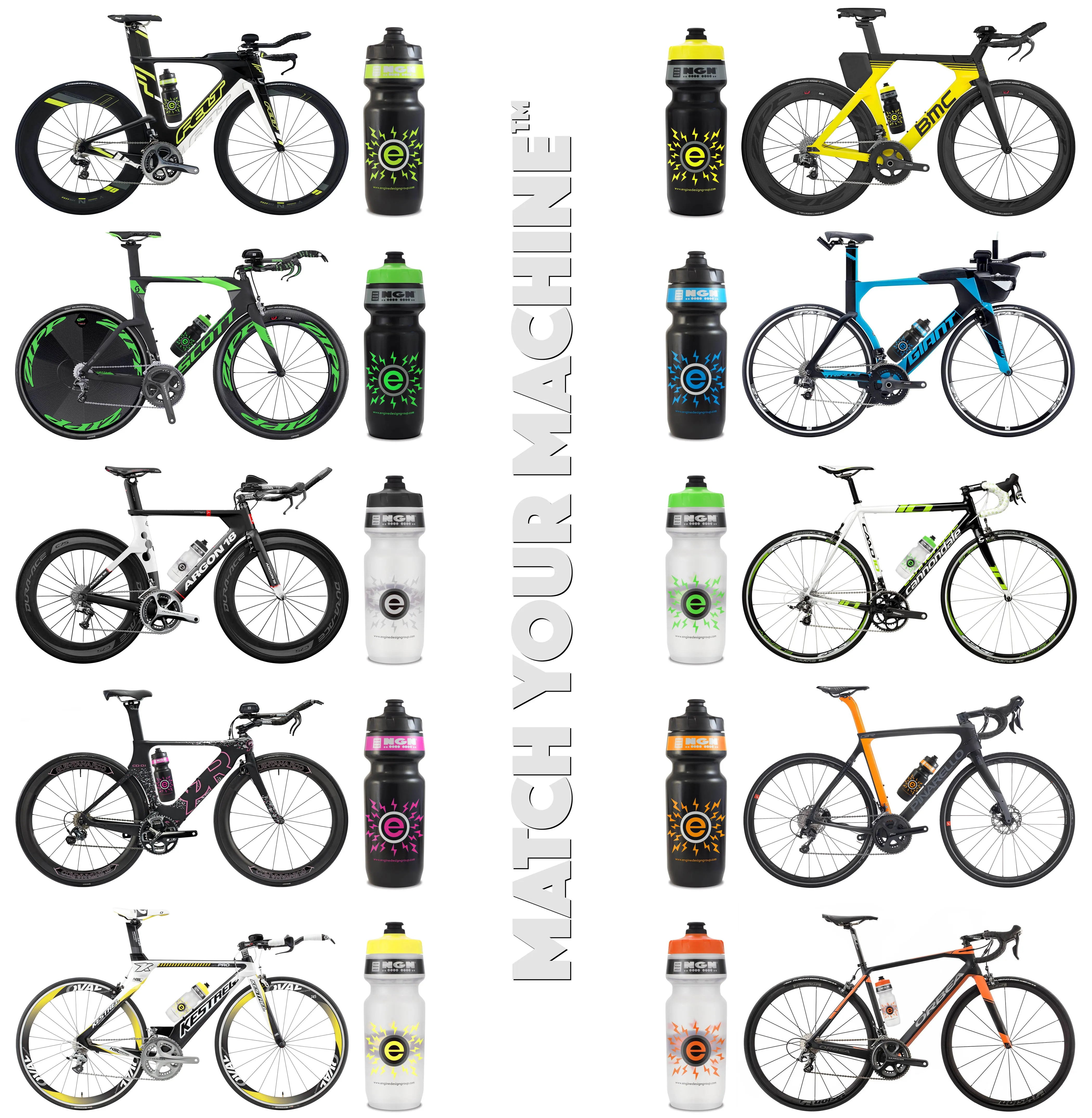 NGN Sport – High Performance Bike Water Bottles – 24 oz | Black & Fluoro Electric Blue (2-Pack)