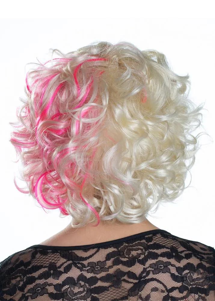 Nicki Blonde and Pink Curly Deluxe Fashion Wig