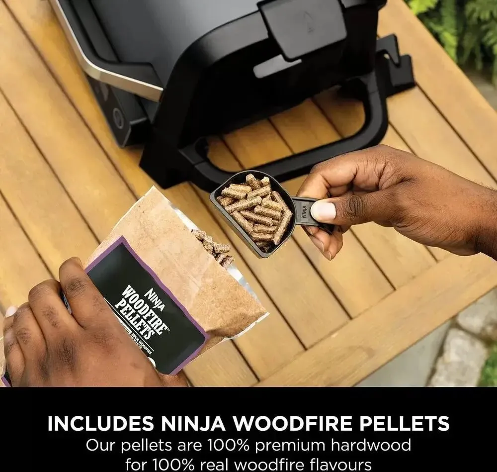 Ninja Woodfire OG701UK Outdoor Electric BBQ Grill & Smoker, Grey/Black