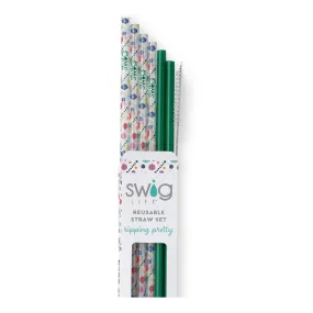 O Christmas Tree   Green Reusable Straw Set