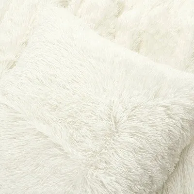 Open Box - 3pc Full/Queen Emma Faux Fur Comforter Set Ivory - Lush Décor