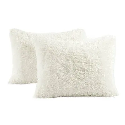 Open Box - 3pc Full/Queen Emma Faux Fur Comforter Set Ivory - Lush Décor