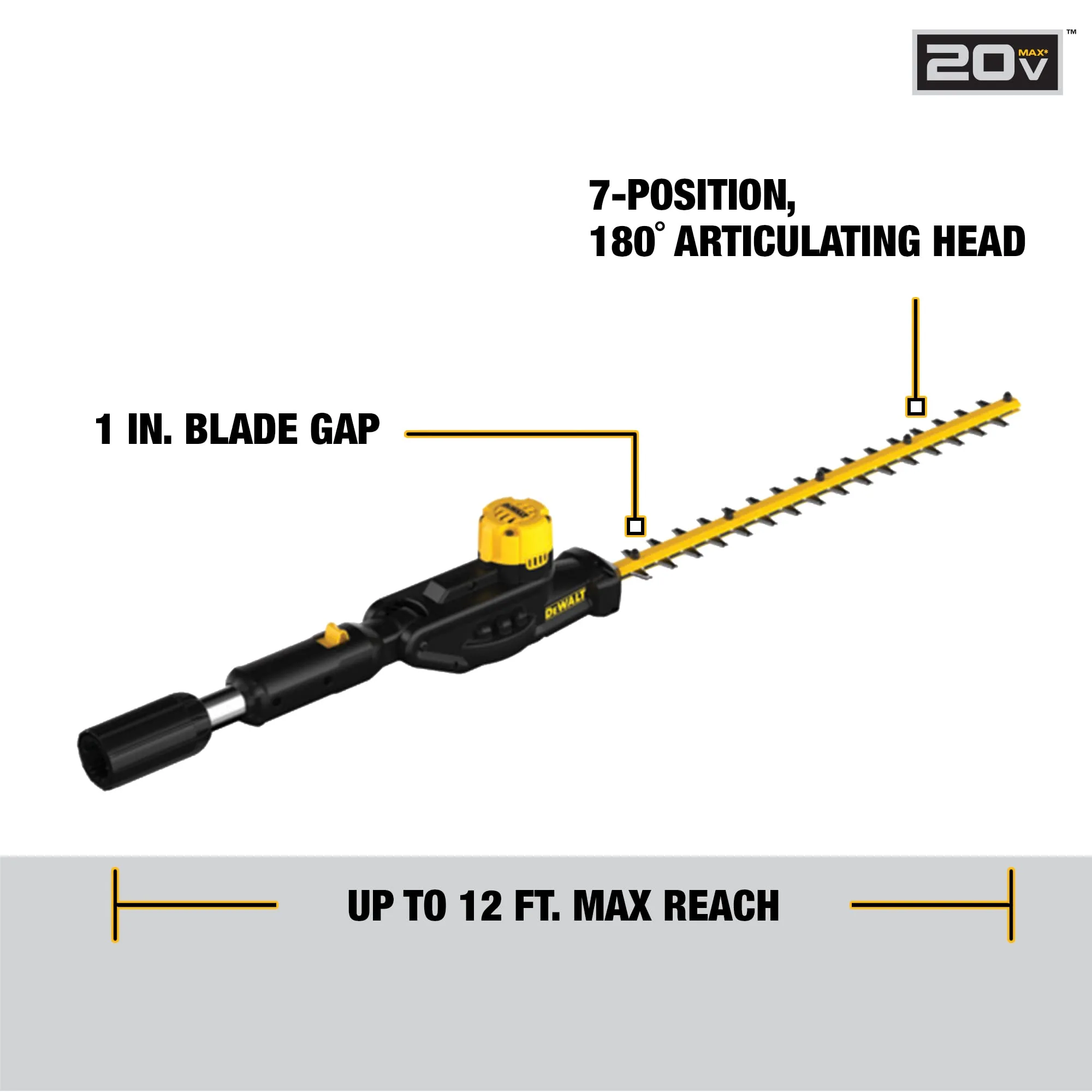 Open Box -  DEWALT DCPH820B 20V MAX Cordless Pole Hedge Trimmer (Tool Only)