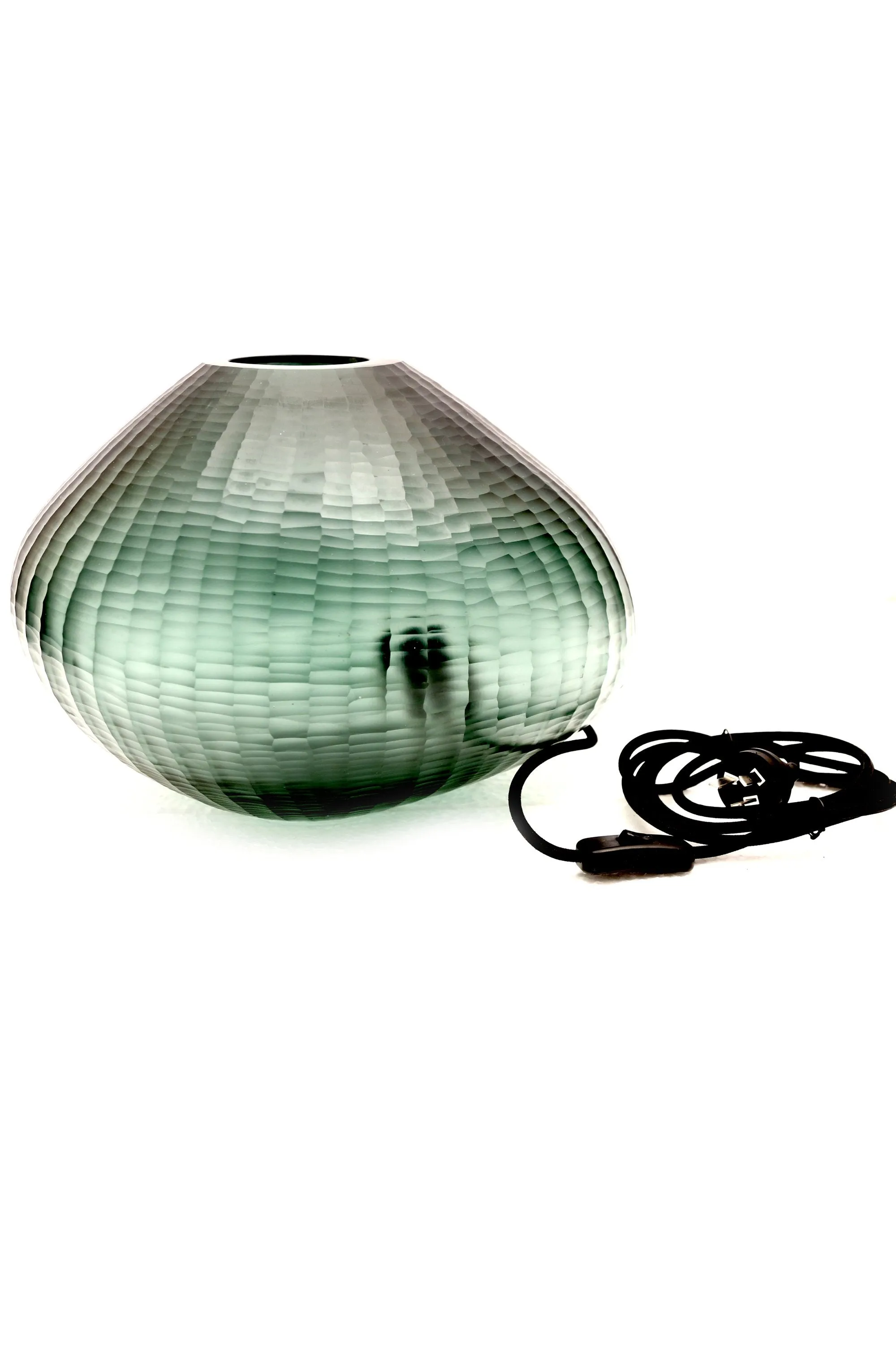 Paris Large - Bottle Green - Large Freeform Hand Cut Art Glass Table Lamp