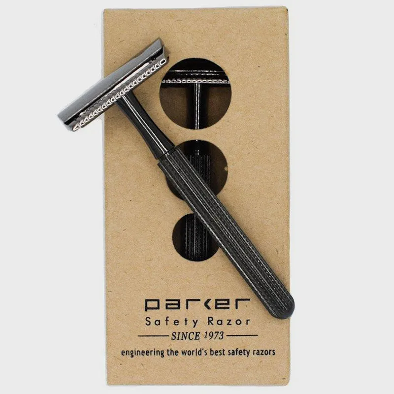 Parker - 78R-GR Safety Razor, 3 piece, Slim Head, Textured Graphite and Gunmetal Handle