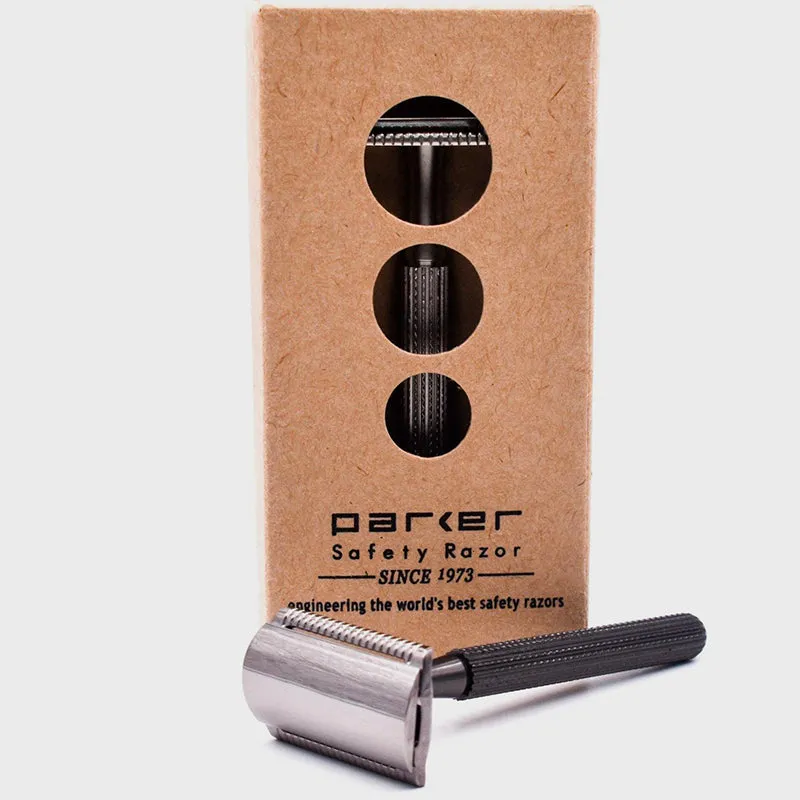 Parker - 78R-GR Safety Razor, 3 piece, Slim Head, Textured Graphite and Gunmetal Handle