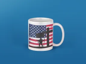 Patriotic Yard Flag Mug - American Flag - Home of the Free Because of the Brave - Support Our Troops - Print on Front Side Mug 11oz