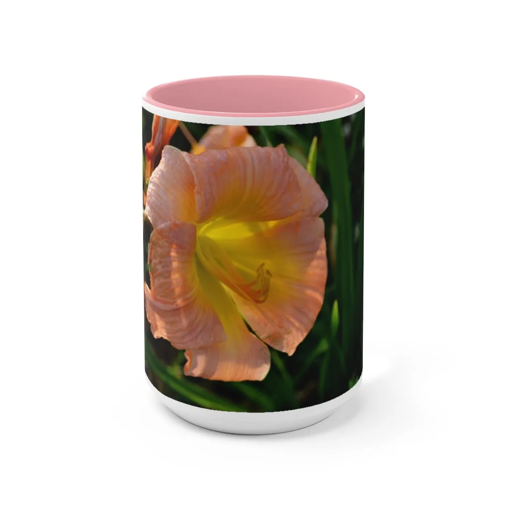 Peach and Yellow Flower Accent Mug