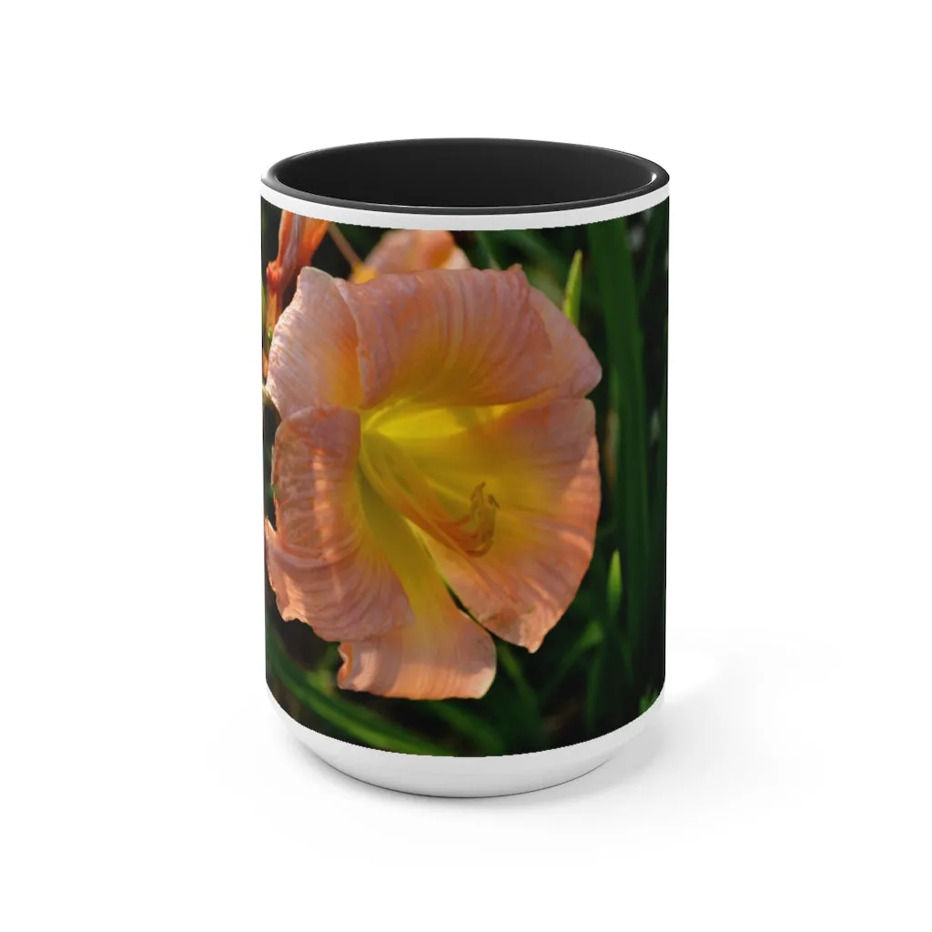 Peach and Yellow Flower Accent Mug