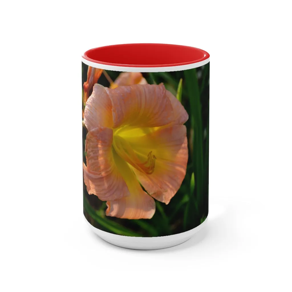 Peach and Yellow Flower Accent Mug