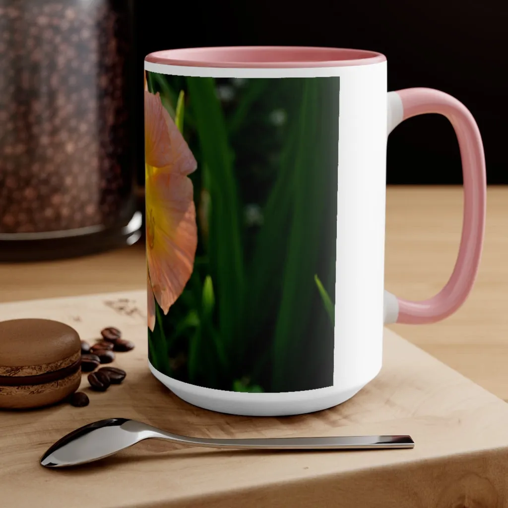 Peach and Yellow Flower Accent Mug