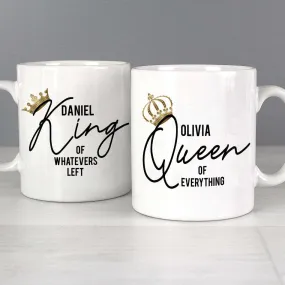 Personalised King and Queen of Everything Mug Set