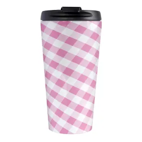 Pink Gingham Travel Mug