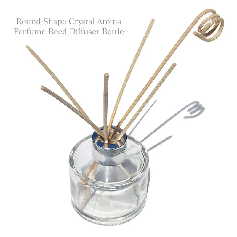 Pure Source India Empty Reed Diffuser Bottle Glass Vase/Decorative Pot with 5 Pcs Plan Reeds and 1 Spiral Reed Stick, Capacity -100 ml, Clear