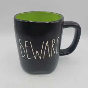 Rae Dunn BEWARE Halloween Mug with Green Interior