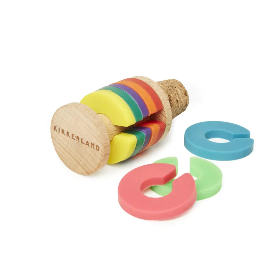 Rainbow Wine Rings & Stopper