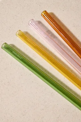 Reusable Glass Multi Colour Smoothie Straws