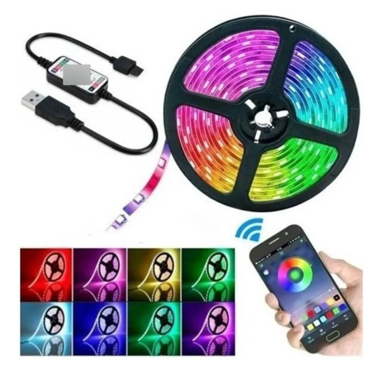 RGB LED Strip with Bluetooth Controller - Color Changing Light Tape