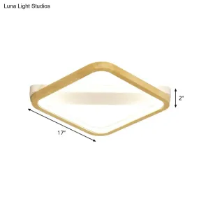 Rhombus Wood Flush Mount Light – LED Minimalism Fixture in Beige | 13"/17"/21" Width