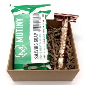 Rose Gold Safety Razor Mini Set - Peppermint & Nettle