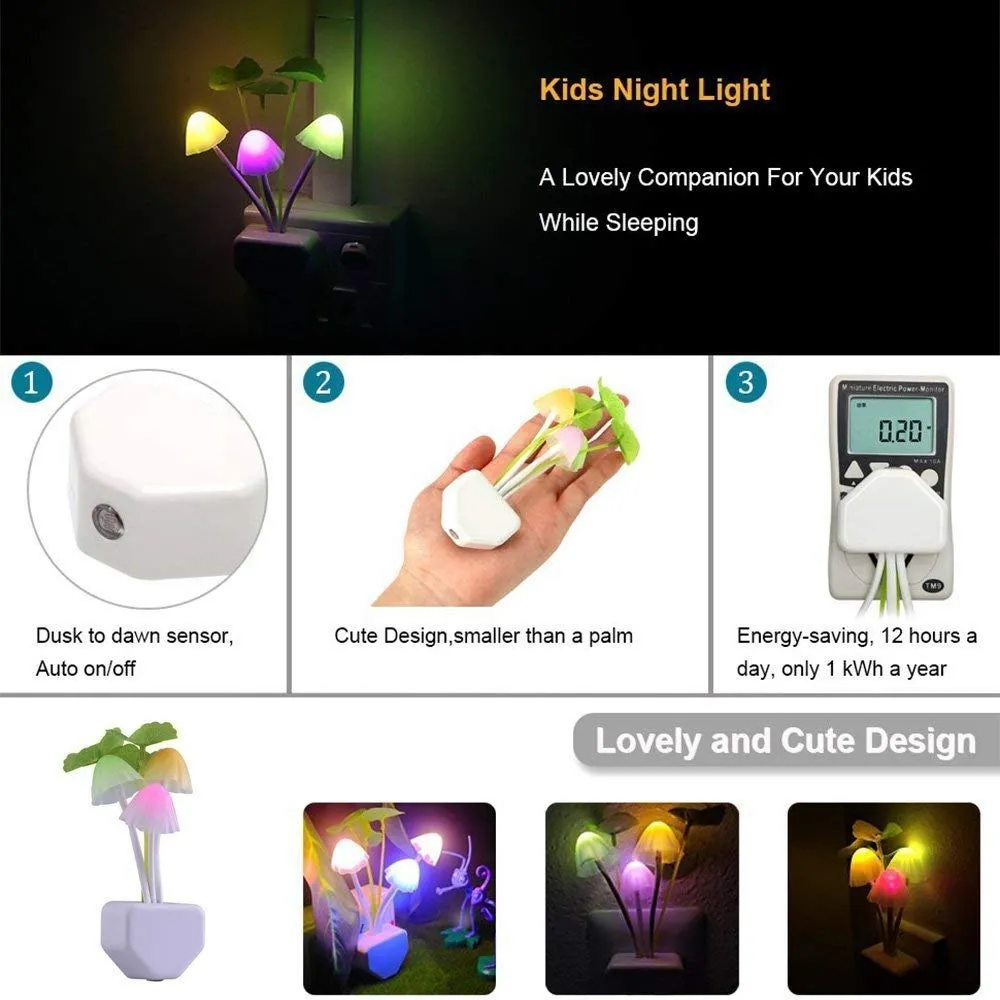 Sensor Led Mushroom Night Light Wall Lamp Home Decor Bedroom Light